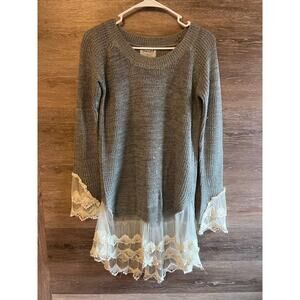 Snidel sweater lace gray SZ Medium sweater Cottagecore Vintage